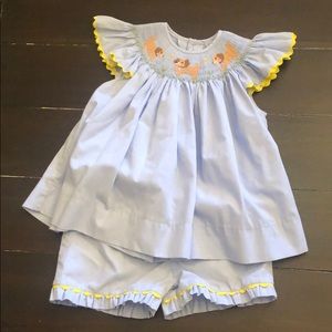 Toddler Smocked puppy outfit